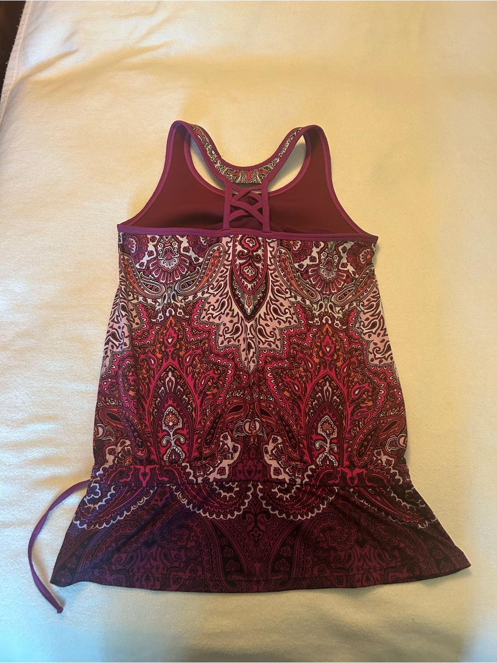 Athleta Pink Paisley Racerback Tank Top